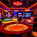 Experience thrilling gaming at nhà cái FABET with vibrant casino tables and engaging dealers.